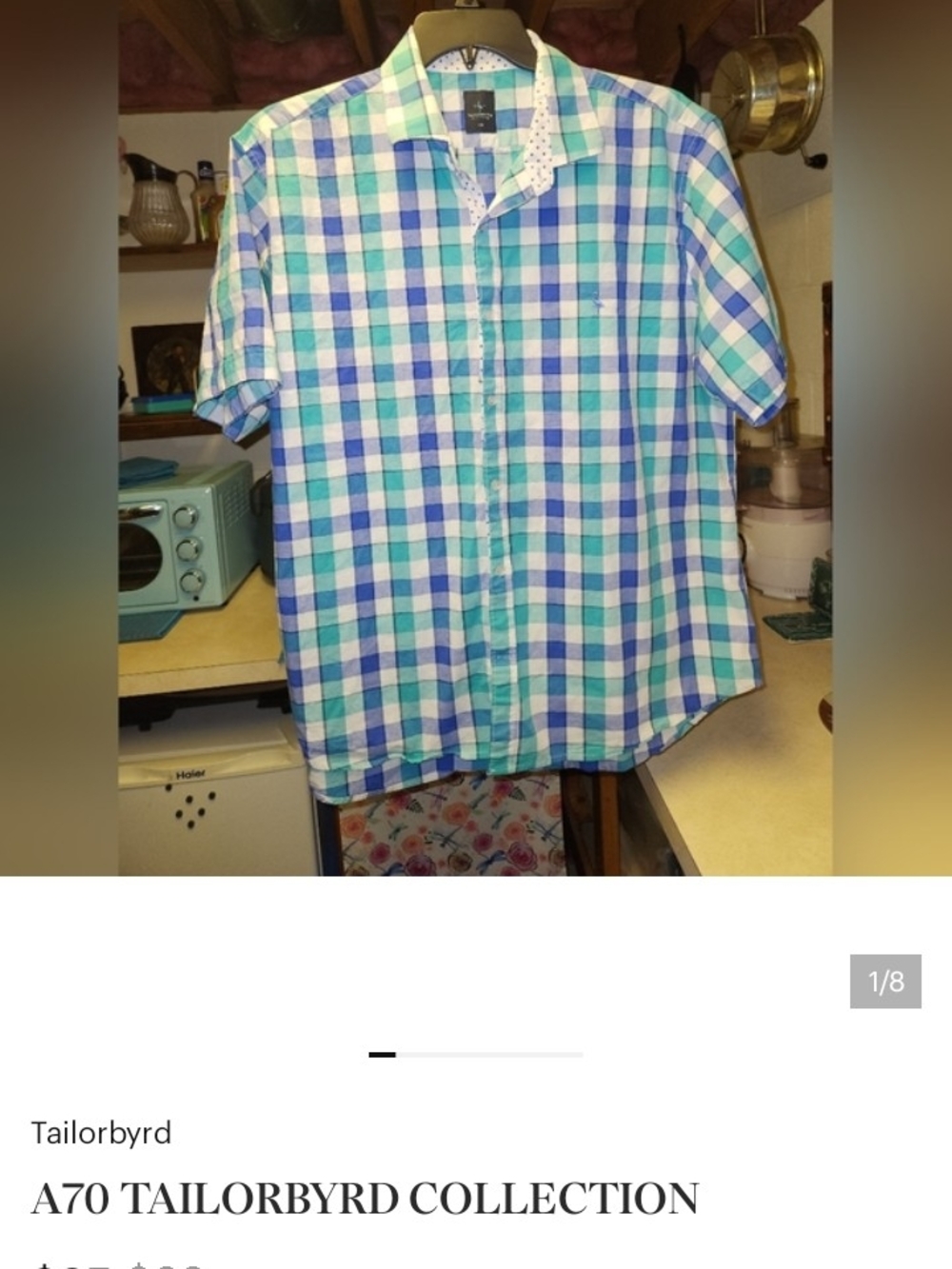 A70 Tailorbyrd Short-Sleeve Plaid Shirt in Blue/Green